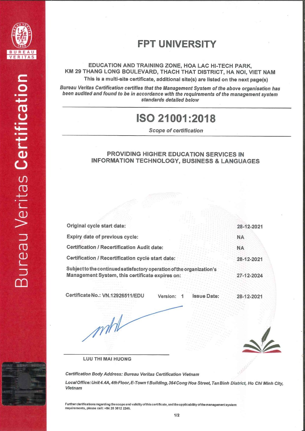 ISO 21001_FPTU CERT_2021