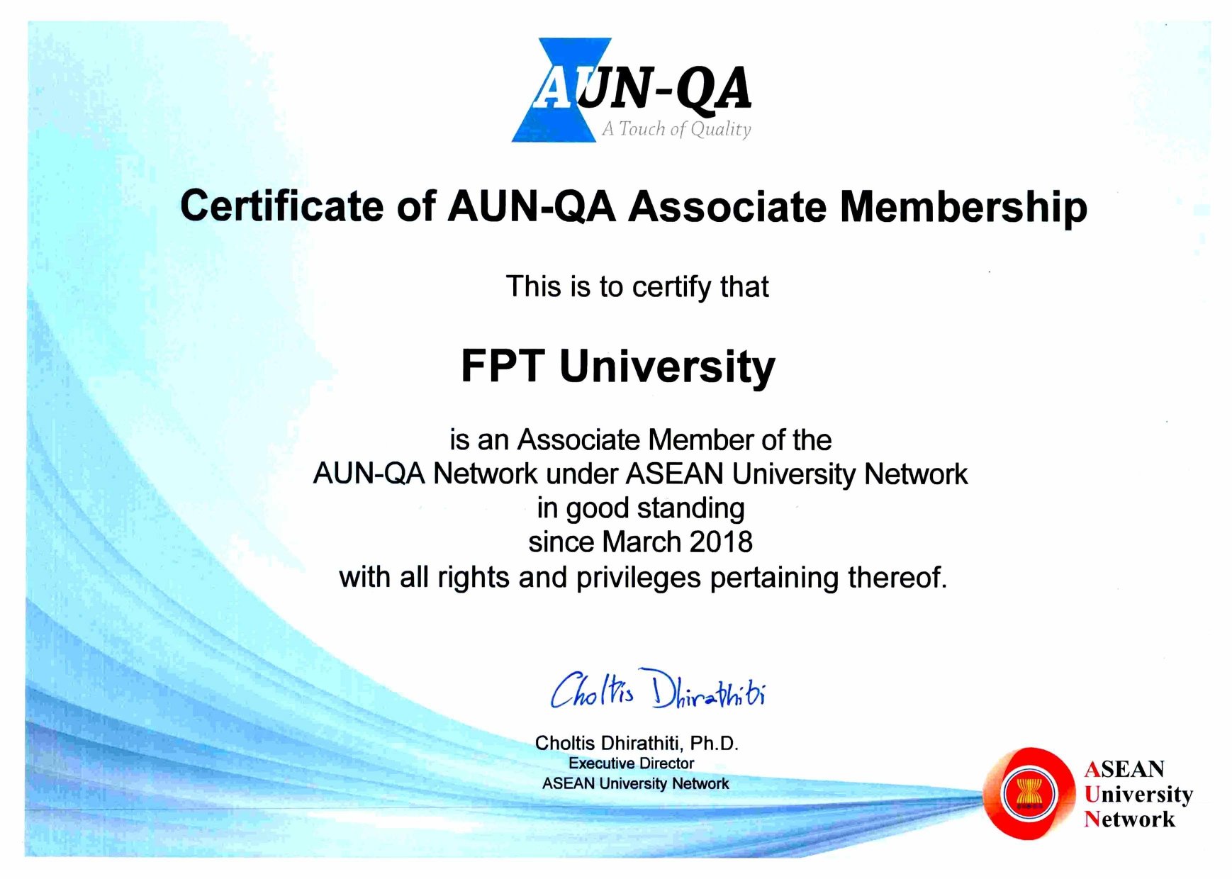Certificate of ANU-QA Associate Membership