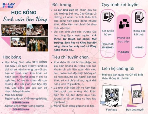 Hoc bong sinh vien sen hong chinh thuc mo don tuyen sinh nam 2023