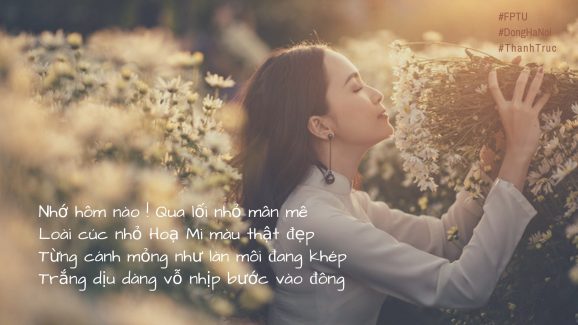 Nhớ hôm nào Qua lối nhỏ mân mê Loài cúc nhỏ Họa Mi màu thật đẹp Từng cánh mỏng như làn môi đang khép Trắng dịu dàng vỗ nhịp bước vào đông