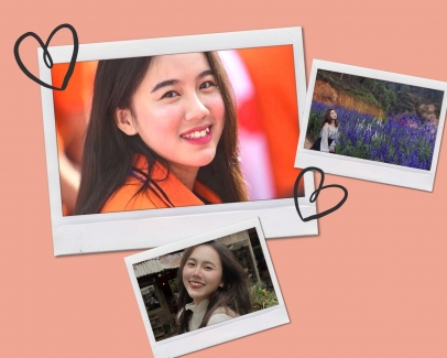 Salmon Pink with Simple Heart Shapes Friendship Photo Collage