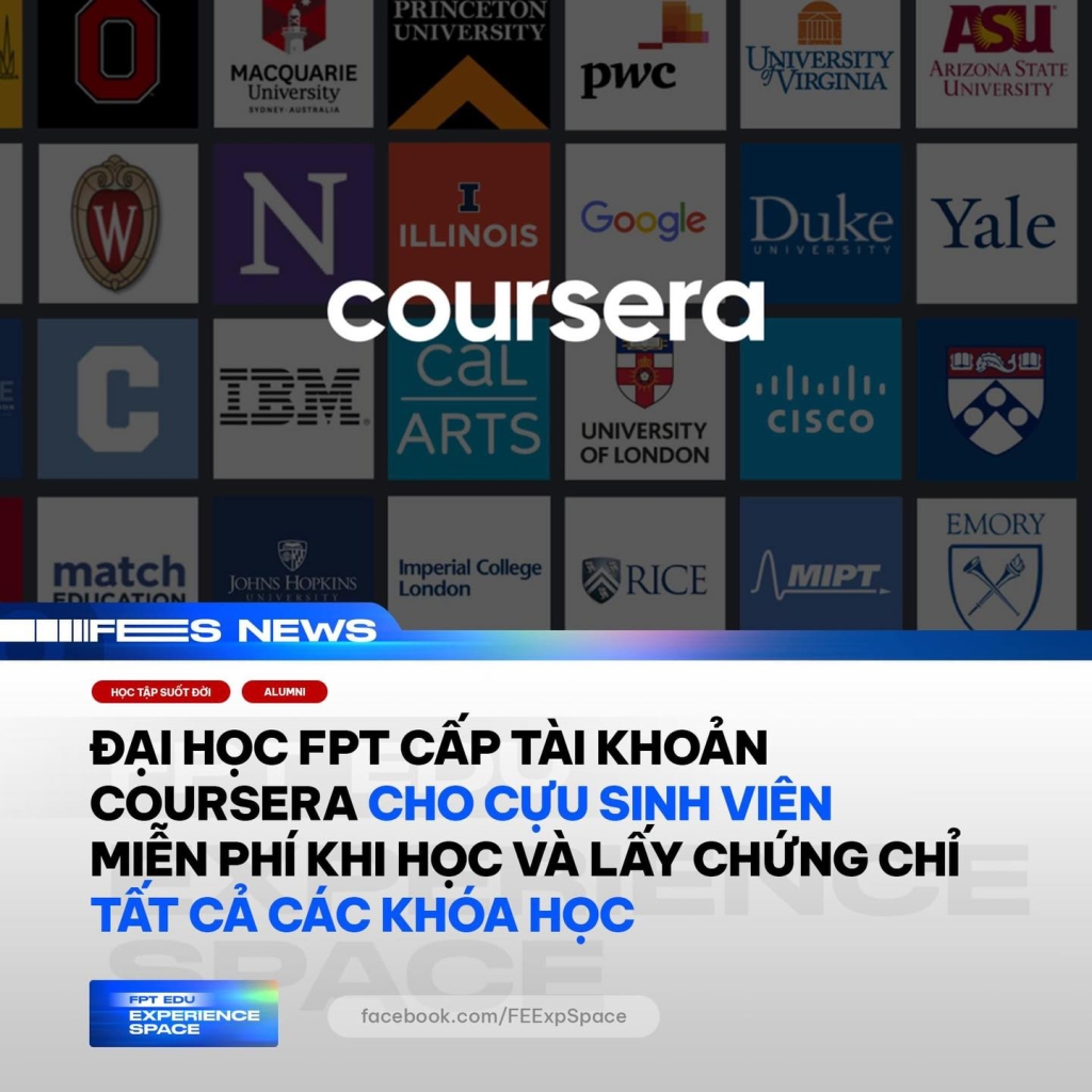 Học tập suốt đời - Đại học FPT cấp tài khoản Coursera miễn phí cho cựu sinh viên