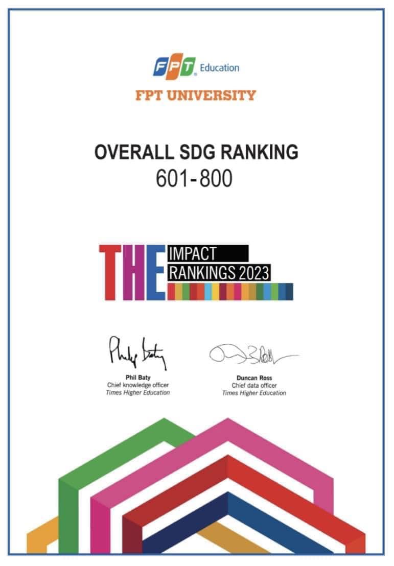 Trường Đại học FPT thăng hạng tại xếp hạng đại học toàn cầu THE Impact