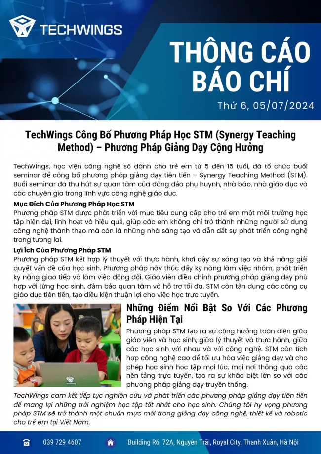 Thông cáo báo chí công bố phương pháp học STM (Synergy Teaching Method)