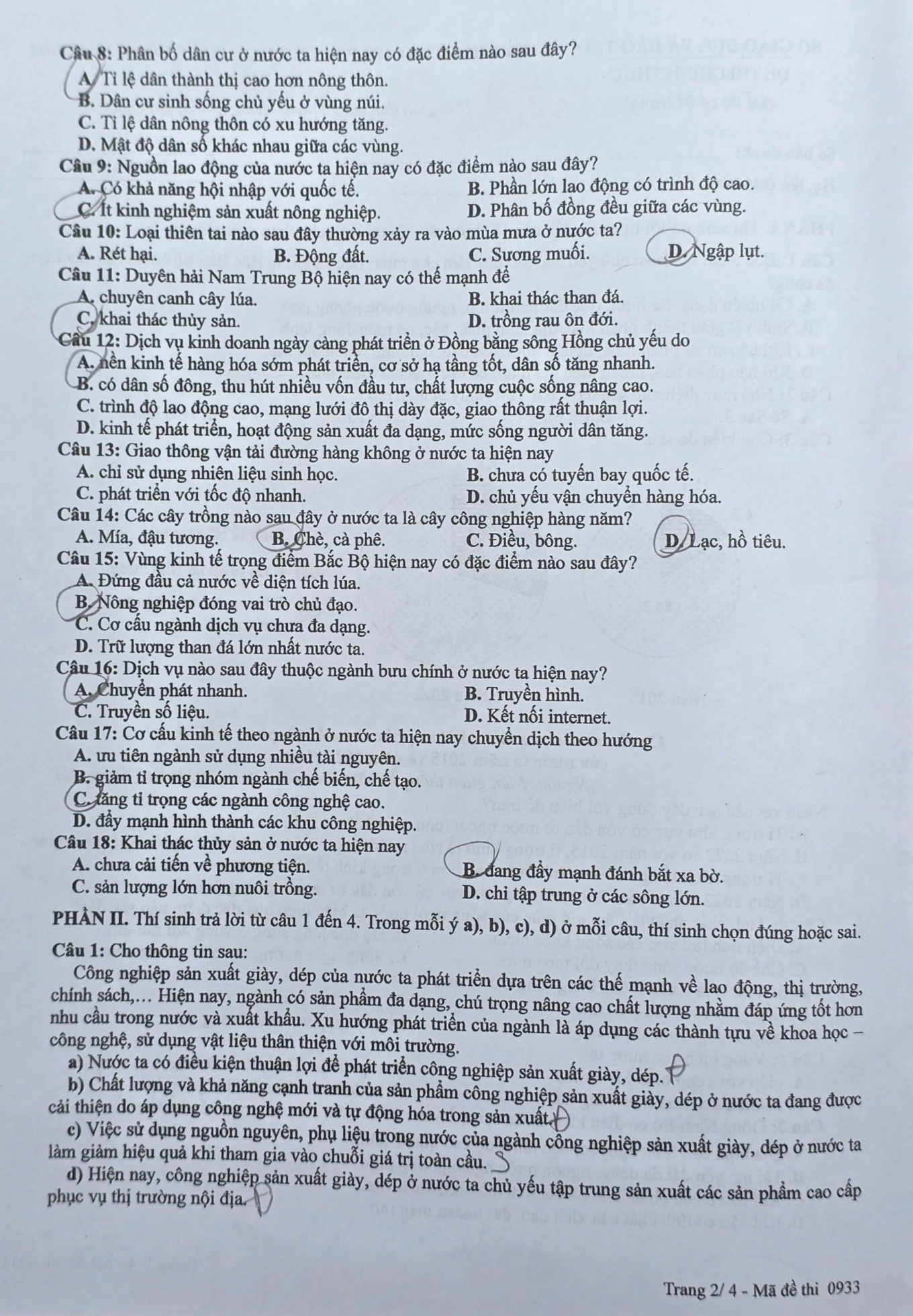 Đề thi và đáp án môn Toán kỳ thi tốt nghiệp THPT năm 2025 - Bộ Giáo dục & Đào tạo 2 2