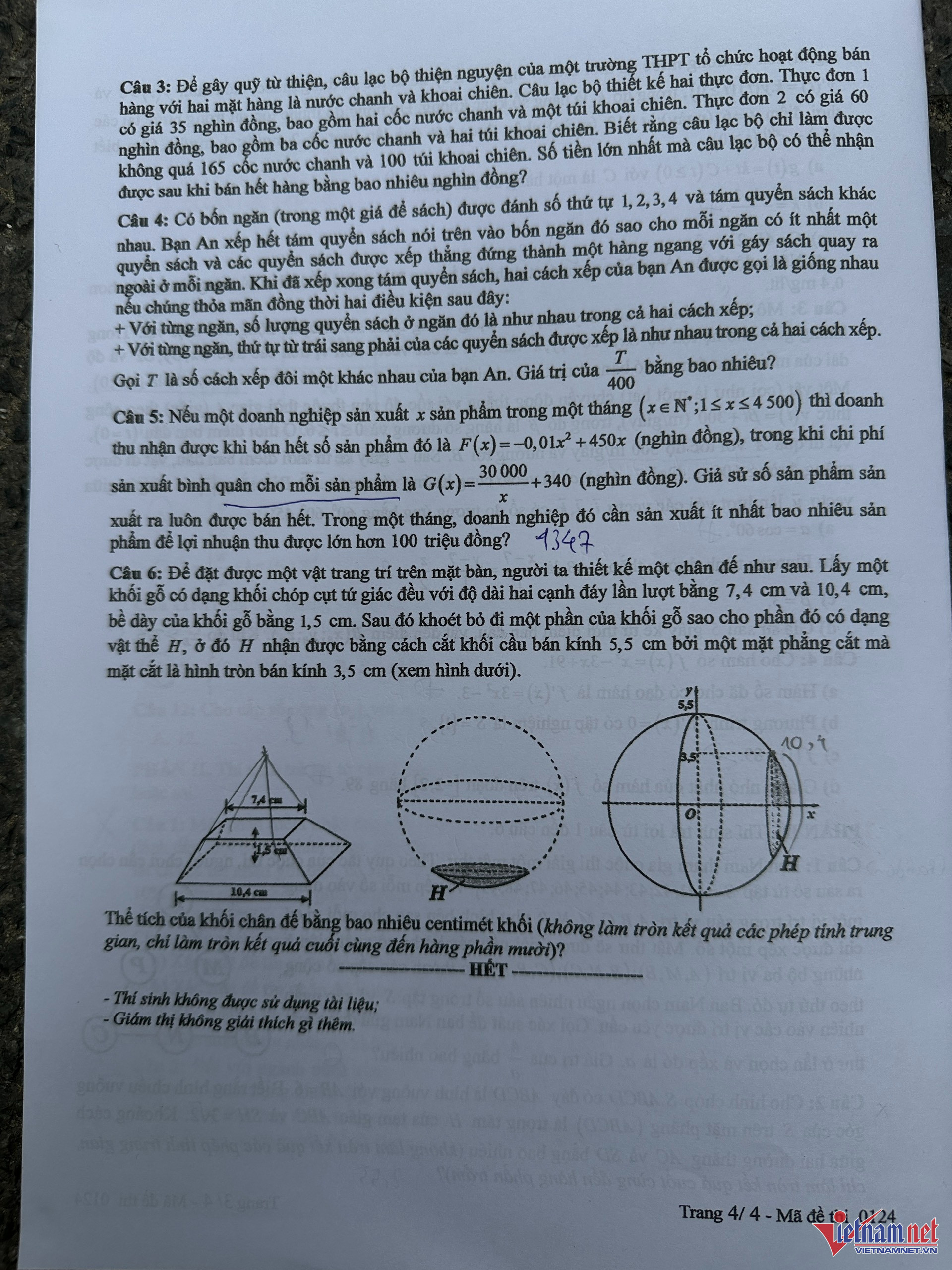 Đề thi và đáp án môn Toán kỳ thi tốt nghiệp THPT năm 2025 - Bộ Giáo dục & Đào tạo 4 4