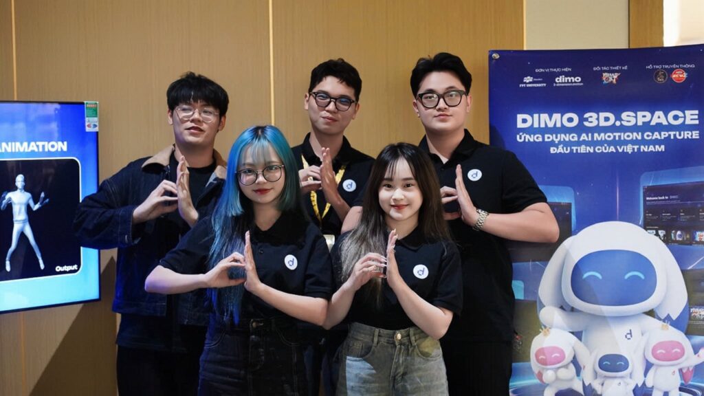 MC ảo xuất hiện trên sóng truyền hình: Dấu ấn công nghệ AI của sinh viên Trường Đại học FPT 1 Các thành viên dự án DIMO - 3Dimension Motion.