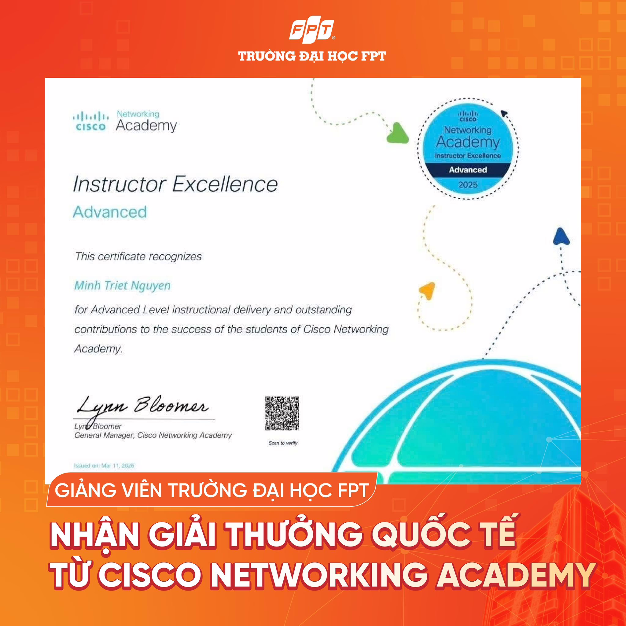 Giảng viên Trường Đại học FPT nhận giải thưởng quốc tế từ Cisco Networking Academy 2 Cisco networking academy 1