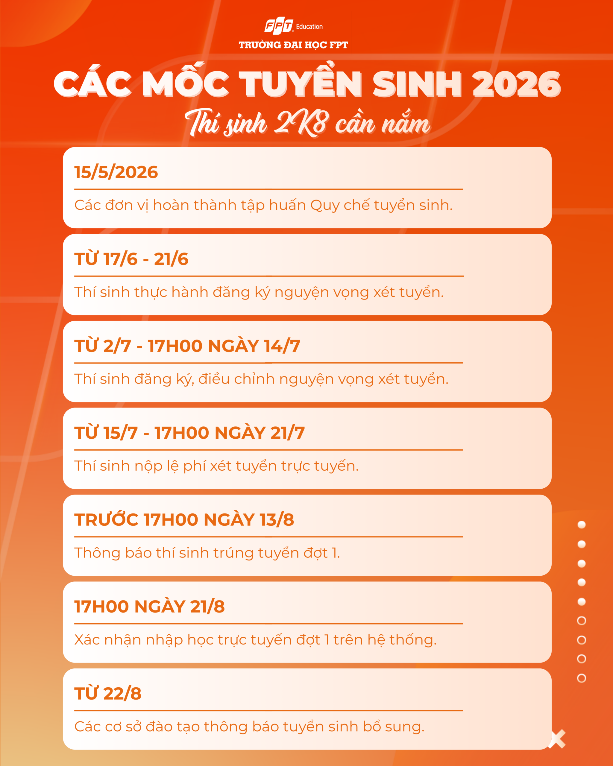 Việc nắm rõ từng mốc thời gian tuyển sinh 2026 giúp sĩ tử làm chủ được mùa thi năm nay và có những chiến lược đúng đắn để chắc suất đậu đại học.