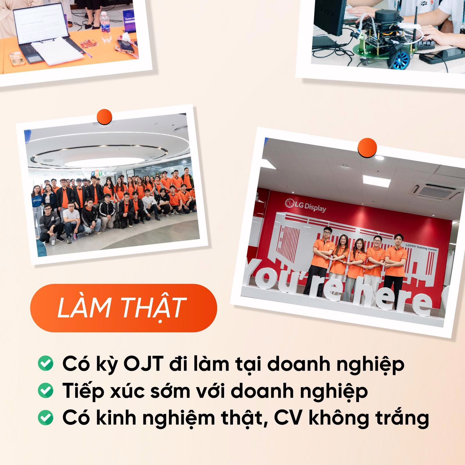 Sinh viên khi theo học tại Trường Đại học FPT được tiếp xúc thực tế để tích lũy kinh nghiệm - Nguồn: FPTU