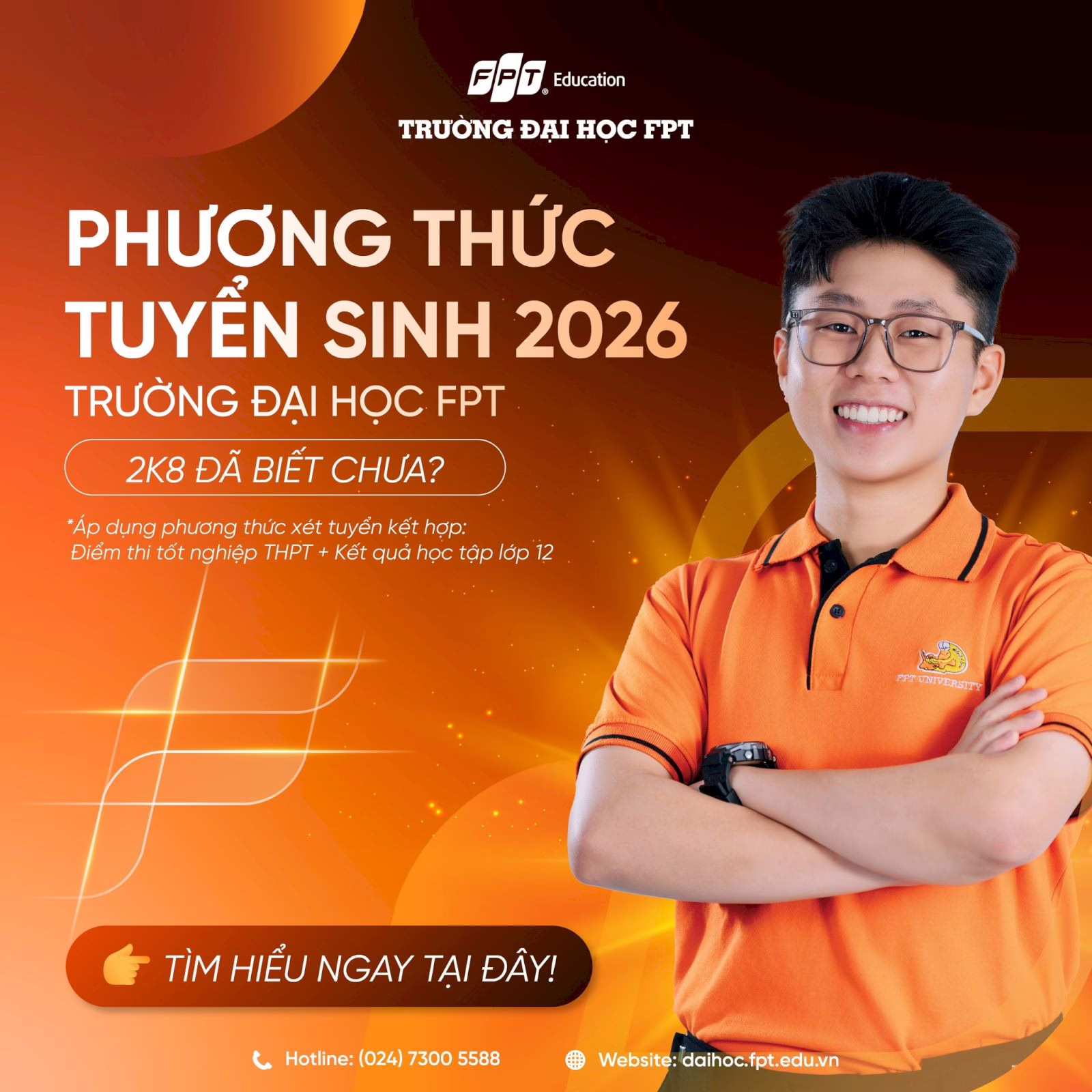 Năm 2026, Trường Đại học FPT áp dụng phương thức xét tuyển kết hợp điểm thi tốt nghiệp THPT với kết quả học tập THPT (Nguồn: FPTU)