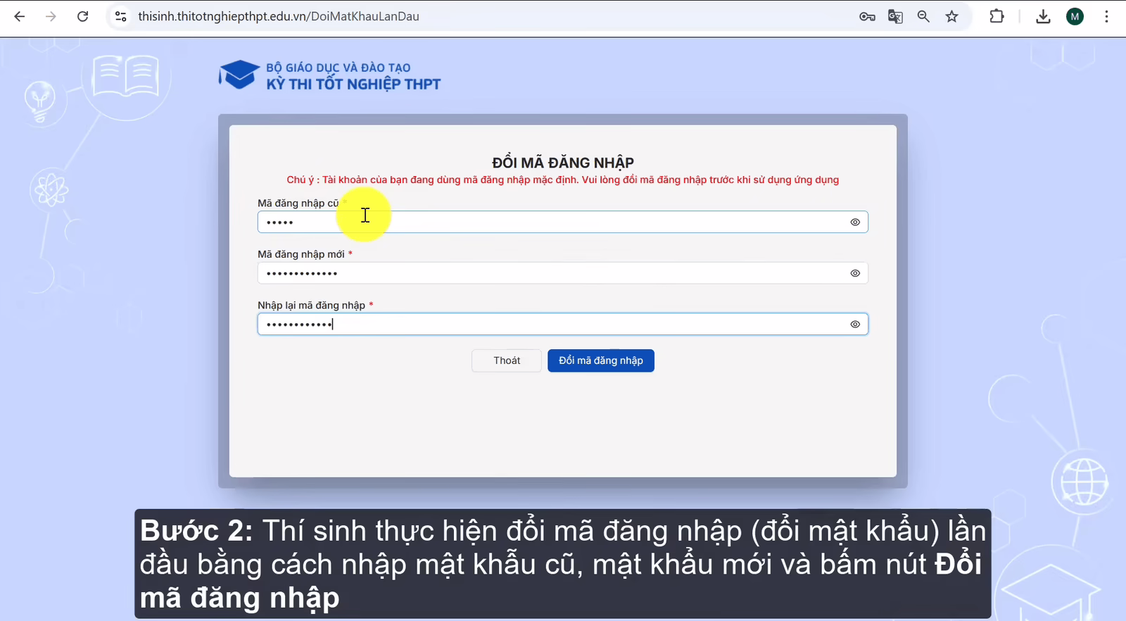 doi ma dang nhap ngay sau lan dang nhap dau tien 1