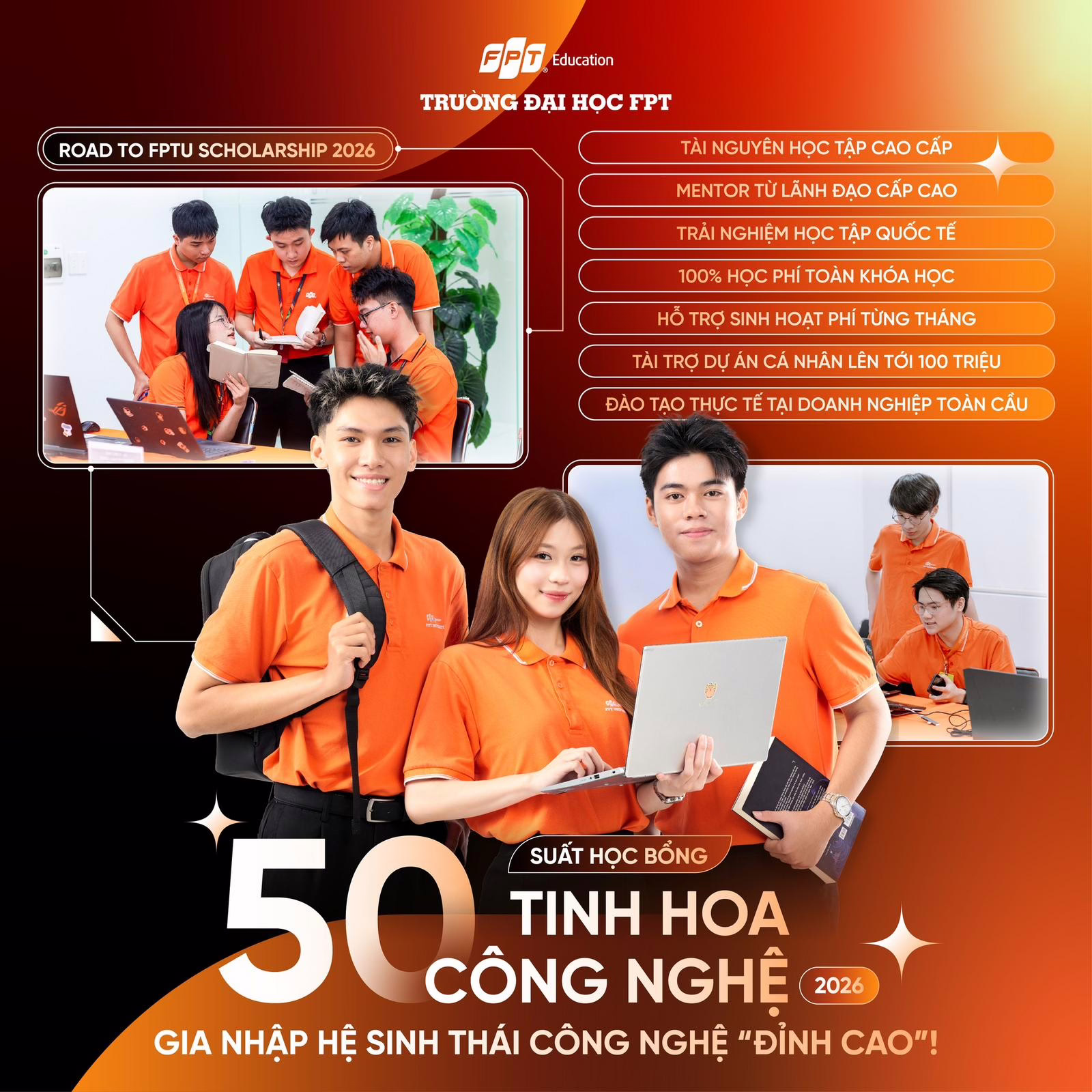 FPTU mang đến nhiều suất học bổng, là tấm vé để thế hệ trẻ bước vào hệ sinh thái công nghệ đỉnh cao trong tương lai - Nguồn FPTU