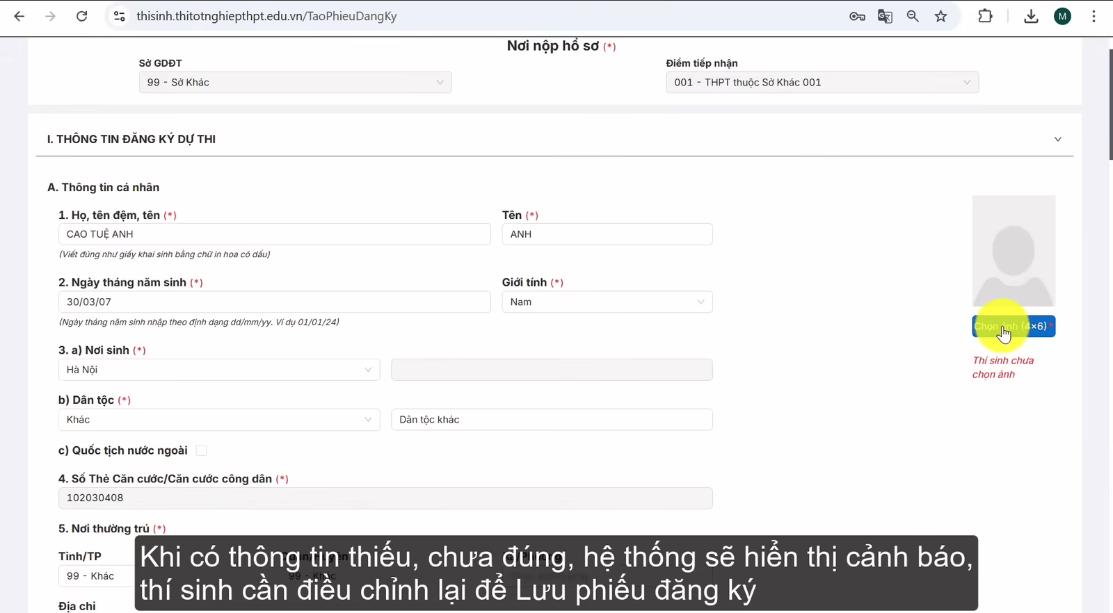 he thong se canh bao khi thong tin thieu hoac sai sot 1