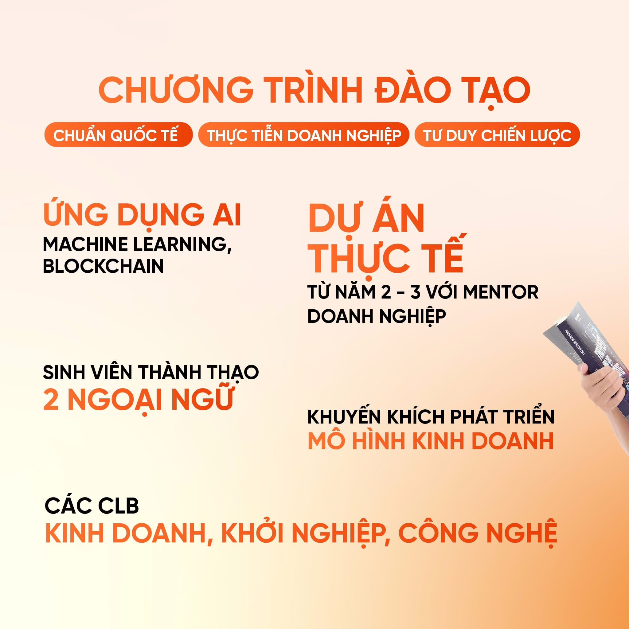 Ngành Quản trị kinh doanh học môn gì? Tổng hợp 20+ môn cơ bản 3 Chương trình đào tạo tại FPTU được xây dựng dựa trên triết lý "Thực học - Thực nghiệp"