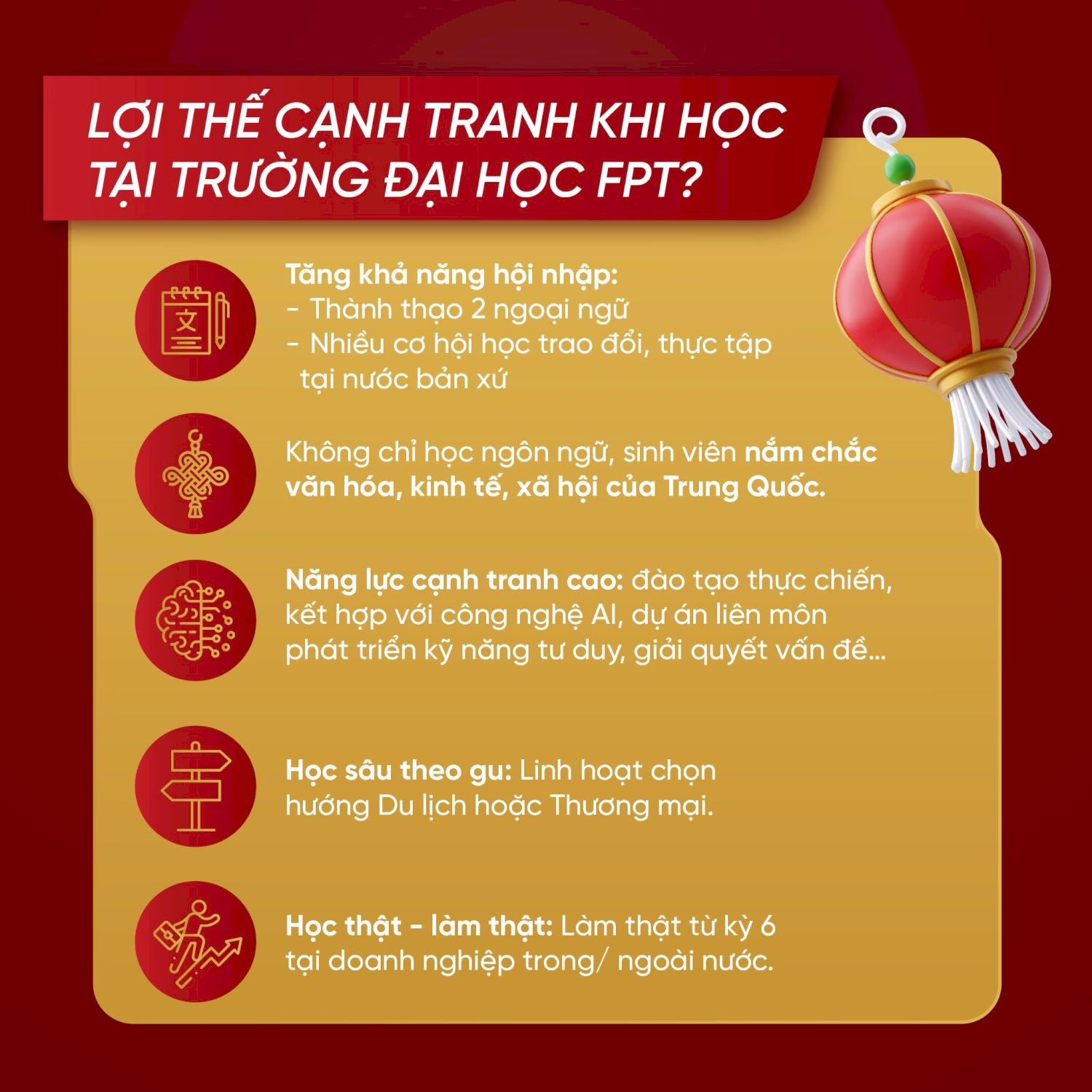 Chương trình đào tạo ngành Ngôn ngữ Trung Quốc tại Trường Đại học FPT tích hợp tiếng Anh dự bị mang đến nhiều ưu thế vượt trội cho sinh viên - Nguồn: FPTU