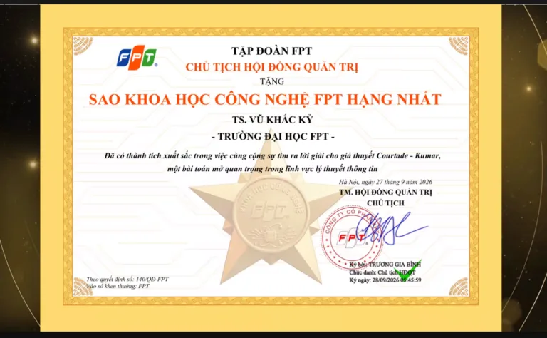 Giải bài toán tồn tại hơn 1 thập kỷ, Tiến sĩ Trường Đại học FPT nhận Sao Khoa học Công nghệ FPT hạng Nhất